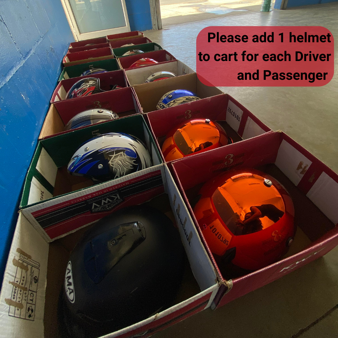 Helmet Rental - 13th June 2025, Friday 14H00 - 18H00. Add 1 for each driver/s passenger.